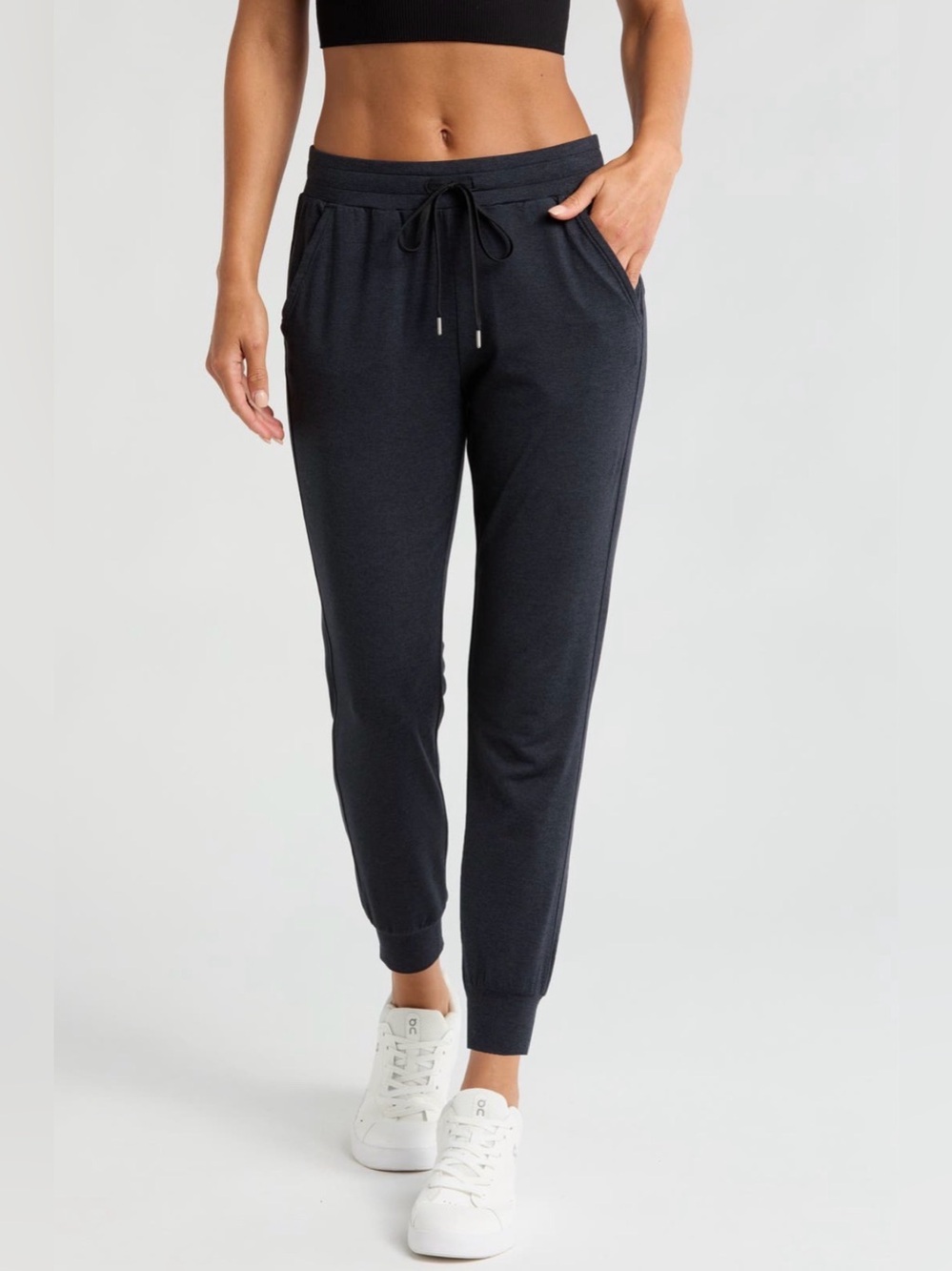 Nordstrom Zella Size Medium BLACK Heather Restore Soft Lite Jogger Lounge Pants